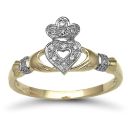 9ct Yellow Gold 0.05ct Diamond Claddagh Ring