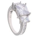 Silver Cubic Zirconia Three Stone Ring by Icesia