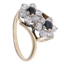 9ct Yellow Gold Sapphire and Cubic Zirconia Cluster Ring