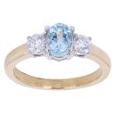 18ct Yellow Gold 0.50ct Brilliant Cut Lab Grown Diamond and Blue Gemstone Three Stone Ring