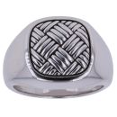 Silver Woven Square Signet Ring By Icesia