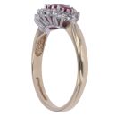 9ct Yellow Gold 0.16ct Diamond And Created Ruby Cluster Ring