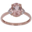 9ct Rose Gold 0.05ct Diamond and Morganite Single Stone Ring
