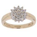 9ct Yellow Gold 0.25ct Brilliant Cut Diamond Cluster Ring