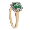 18ct Yellow Gold 0.30ct Brilliant Cut Diamond and Emerald Cluster Ring