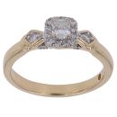 18ct Yellow Gold 0.35ct Cushion and Brilliant Cut Diamond Cluster Ring