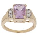 9ct Yellow Gold Cubic Zirconia and Amethyst Fancy Ring