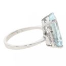 Platinum 0.20cts Diamond And Aquamarine Rectangle Ring