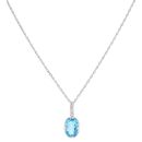 9ct White Gold 0.01ct Diamond and Blue Topaz Pendant and Chain 18"