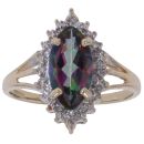 9ct Yellow Gold 0.04ct Diamond And Mystic Topaz Cluster Ring