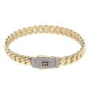 14ct Yellow Gold Monaco Classic Pave Lock Bangle