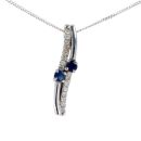 9ct White Gold 0.13cts Diamond And Sapphire Pendant And 16" Chain by Anya Belle