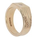 9ct Yellow Gold 0.05ct Diamond Patterned Signet Ring