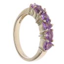 9ct Yellow Gold Amethyst Six Stone Fancy Ring