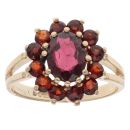 9ct Yellow Gold Garnet Cluster Ring