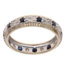 9ct Yellow and White Gold 0.05ct Diamond and Sapphire Eternity Ring