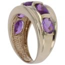 9ct Yellow Gold Five Stone Amethyst Oval Ring