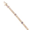 9ct Yellow Gold Tanzanite Brushed Bar Bracelet 6.5"