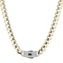 14ct Yellow Gold Monaco Curb Edge Cubic Zirconia Pave Lock Chain 24"