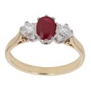18ct Yellow Gold 0.25ct Diamond and Ruby Three Stone Ring