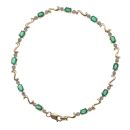 9ct Yellow Gold 0.10ct Diamond and Emerald Bracelet 7.5"