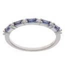 Silver Cubic Zirconia and Blue Gemstone Half Eternity Ring By Icesia