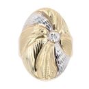 14ct Yellow And White Gold Oval Patterned Ring