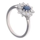 9ct White Gold Sapphire And 0.50ct Diamond Cluster Ring