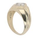 9ct Yellow and White Gold Cubic Zirconia Patterned Signet Ring