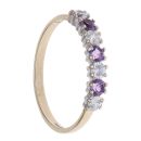 9ct Yellow Gold Cubic Zirconia and Amethyst Half Eternity Ring