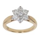 18ct Yellow Gold 0.75ct Brilliant Cut Diamond Daisy Cluster Ring