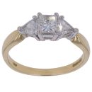 18ct Yellow Gold 1.00ct Princess and Trilliant Cut Diamond Trilogy Ring