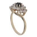 9ct Yellow Gold Sapphire and Cubic Zirconia Cluster Ring