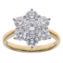 18ct Yellow Gold 2.30ct Brilliant Cut Diamond Daisy Cluster Ring