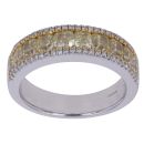 18ct White Gold 2.30ct Round Brilliant Yellow and Colourless Three Row Diamond Eternity Ring