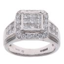 14ct White Gold 1.40ct Brilliant and Princess Cut Diamond Cluster Ring