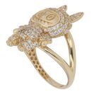 14ct Yellow Gold White Gemstone Bunny Ring