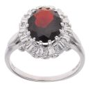 18ct White Gold 0.07ct Diamond and Garnet Cluster Ring
