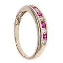 14ct Yellow Gold Cubic Zirconia and Created Ruby Half Eternity Ring