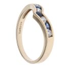 9ct Yellow Gold Cubic Zirconia and Sapphire Wishbone Ring