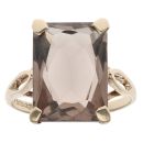 9ct Yellow Gold Smoky Quartz Single Stone Ring