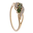 9ct Yellow Gold 0.50ct Brilliant Cut Green and White Diamond Twist Ring