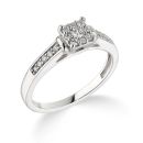9ct White Gold 0.25ct Natural Diamond Princess Cut Ring With Diamond Shoulders