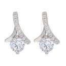 Silver Cubic Zirconia Twisted Ribbon Stud Earrings By Icesia