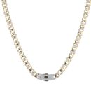 14ct Yellow Gold Monaco Curb Alternate Cubic Zirconia Pave Lock Chain 20"