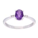 9ct White Gold Amethyst and Diamond Dress Ring
