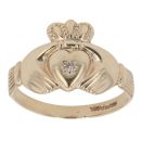 9ct Yellow Gold 0.01ct Diamond Claddagh Ring