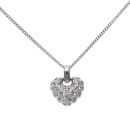 18ct White Gold 0.05ct Diamond Lattice Heart Pendant And Chain 18"