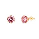 9ct Yellow Gold Pink Cubic Zirconia Stud Earrings 6mm