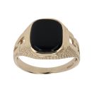 9ct Yellow Gold Onyx Patterned Signet Ring
